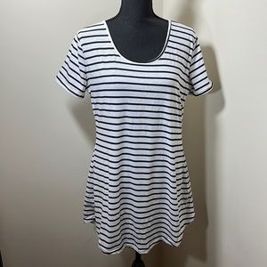 NWOT Women’s Black and White Striped Soft Cotton Shirt Dress, US Size 10